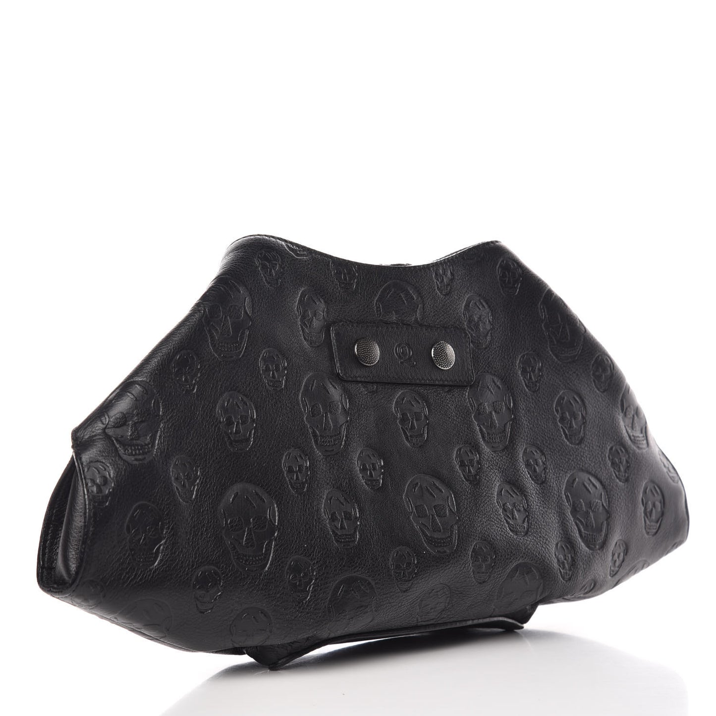 Calfskin Skull Embossed De Manta Clutch Black