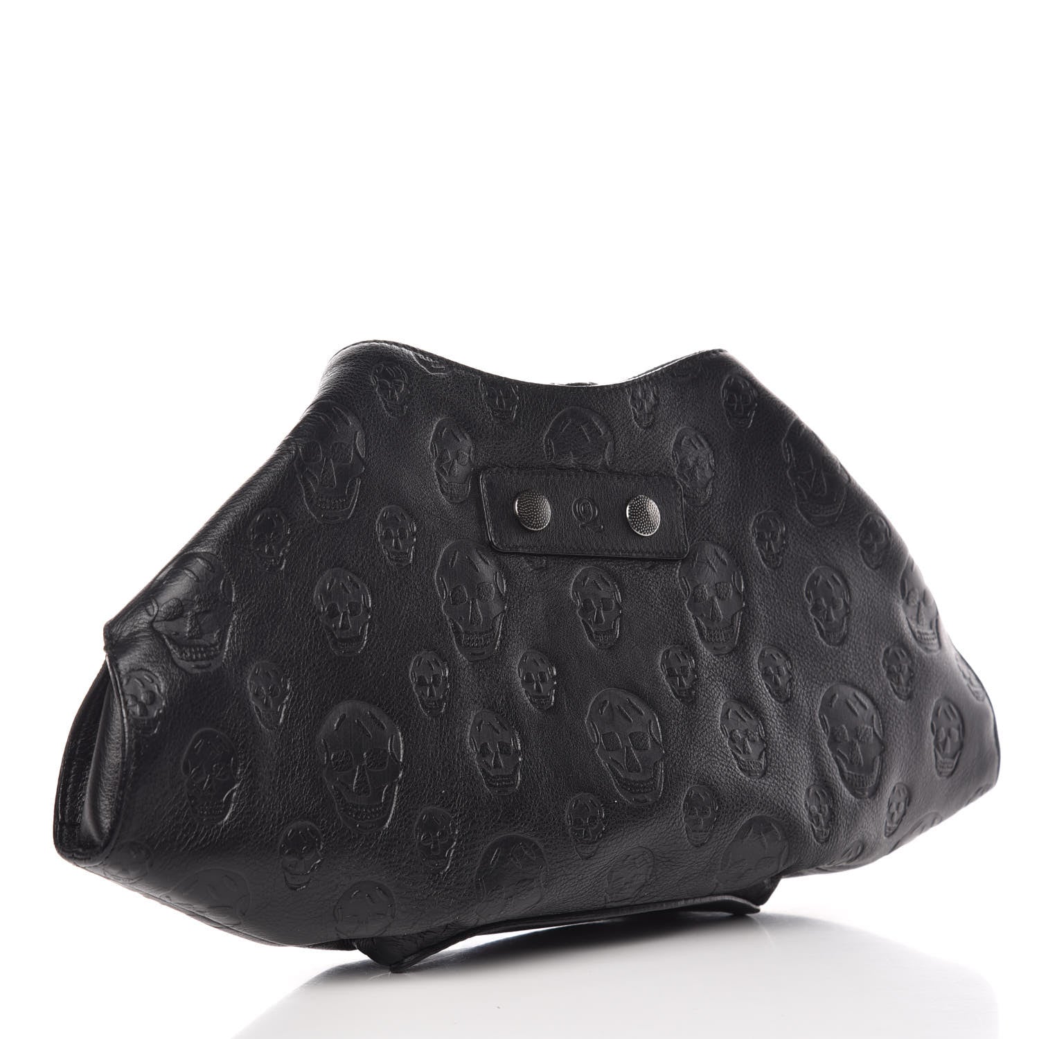 Alexander McQueen Calfskin Skull Embossed De Manta Clutch Black 3 of 11