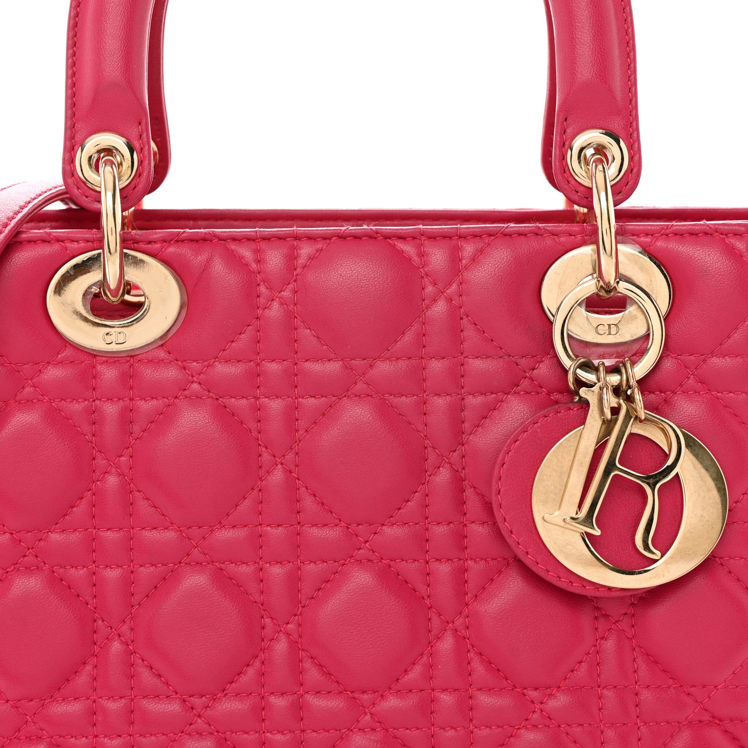 Christian Dior CHRISTIAN DIOR Lambskin Cannage Medium Lady Dior Fuchsia 8 of 12