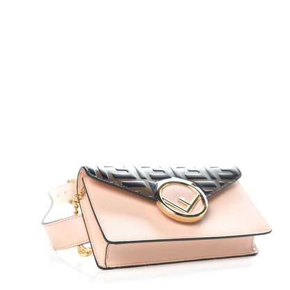 Fendi Vitello Cruise F is Fendi Bi-Color FF 1974 Embossed Envelope Belt Bag Maya Black Light Rose 7 of 13