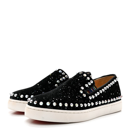 Christian Louboutin Glitter Tennis Spikes Womens Pik Boat Sneakers 35.5 Black Multicolor 3 of 11