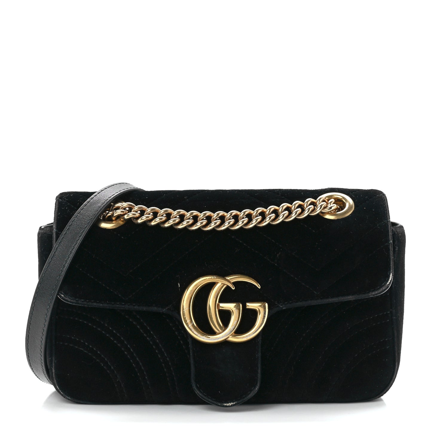 Velvet Matelasse Mini GG Marmont Shoulder Bag Black