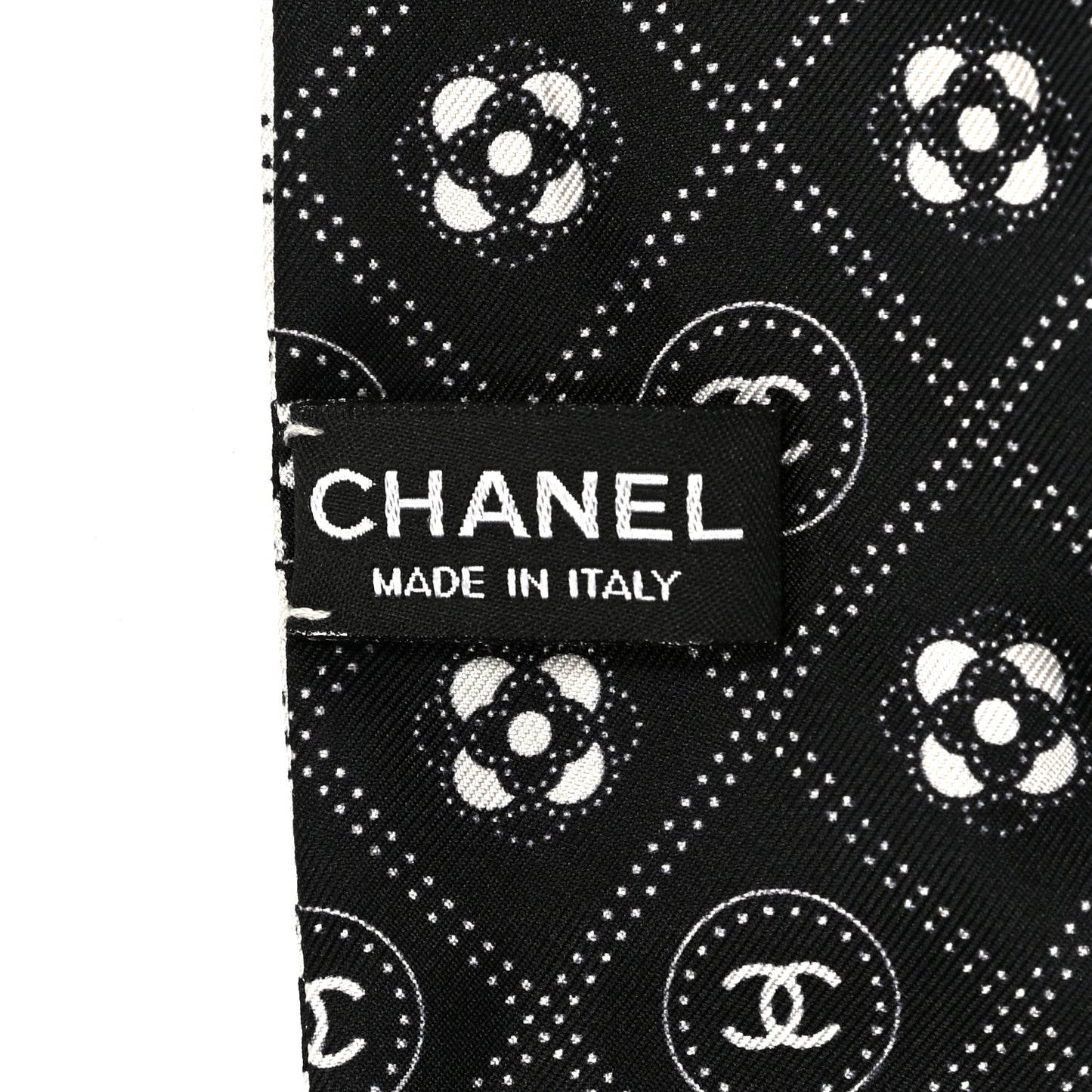 Silk CC Polka Dot Slim Bandeau Scarf Black Ecru