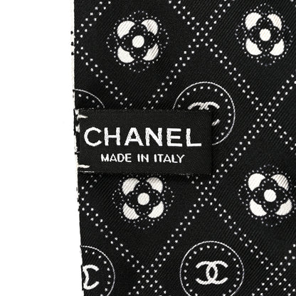 Chanel Silk CC Polka Dot Slim Bandeau Scarf Black Ecru 2 of 3