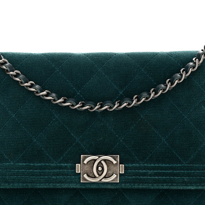 Chanel Velvet Quilted Boy Wallet On Chain WOC Teal 9 of 14
