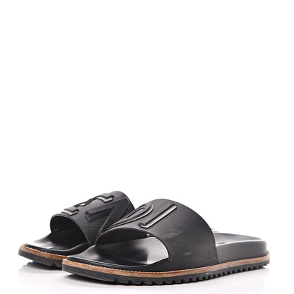 Fendi Rubber Raised Logo Slide Sandals 10 Black 3 of 12