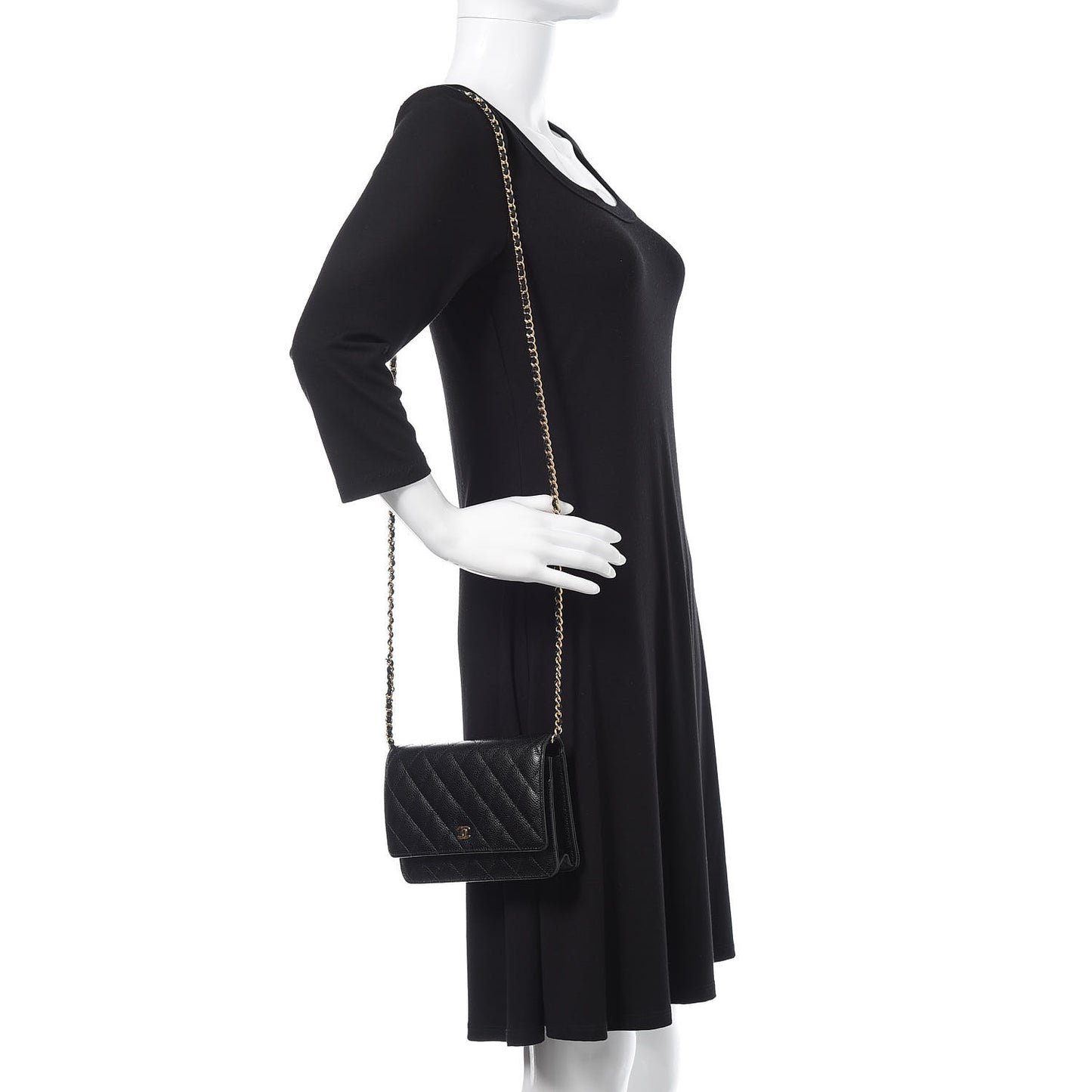 Caviar Quilted Wallet On Chain WOC Black