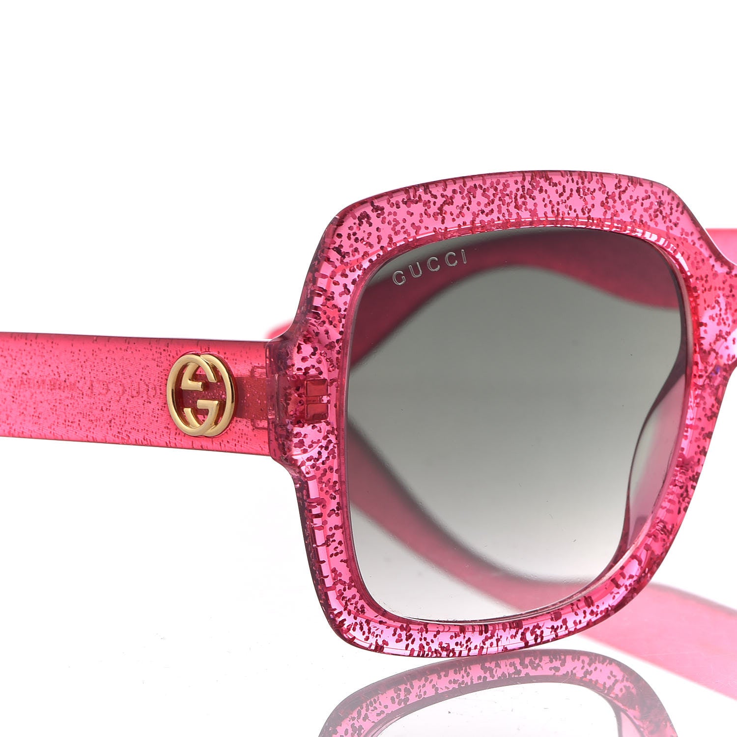 Gucci Square Frame GG 0036S Sunglasses Glitter Pink 5 of 7