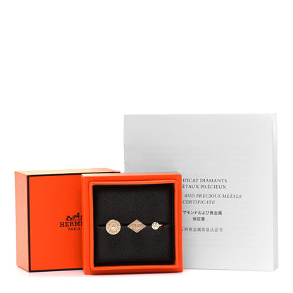 Hermes 18K Rose Gold Diamond Gambade Double Ring 53 6.5 6 of 6