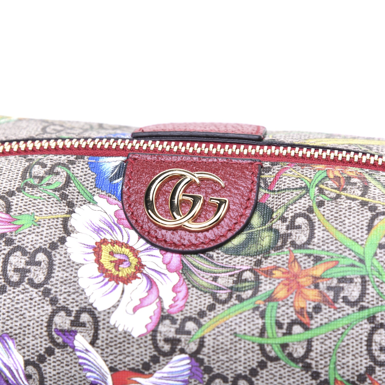 Gucci Soft GG Supreme Monogram Flora Calfskin Medium Ophidia Cosmetic Case Beige Ebony Multicolor Rosso 11 of 14