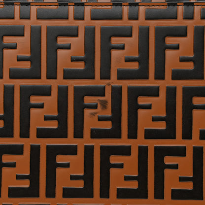 Fendi Vitello Century Wicker FF Embossed Large Runaway Shopper Tote Tobacco Black 11 of 11