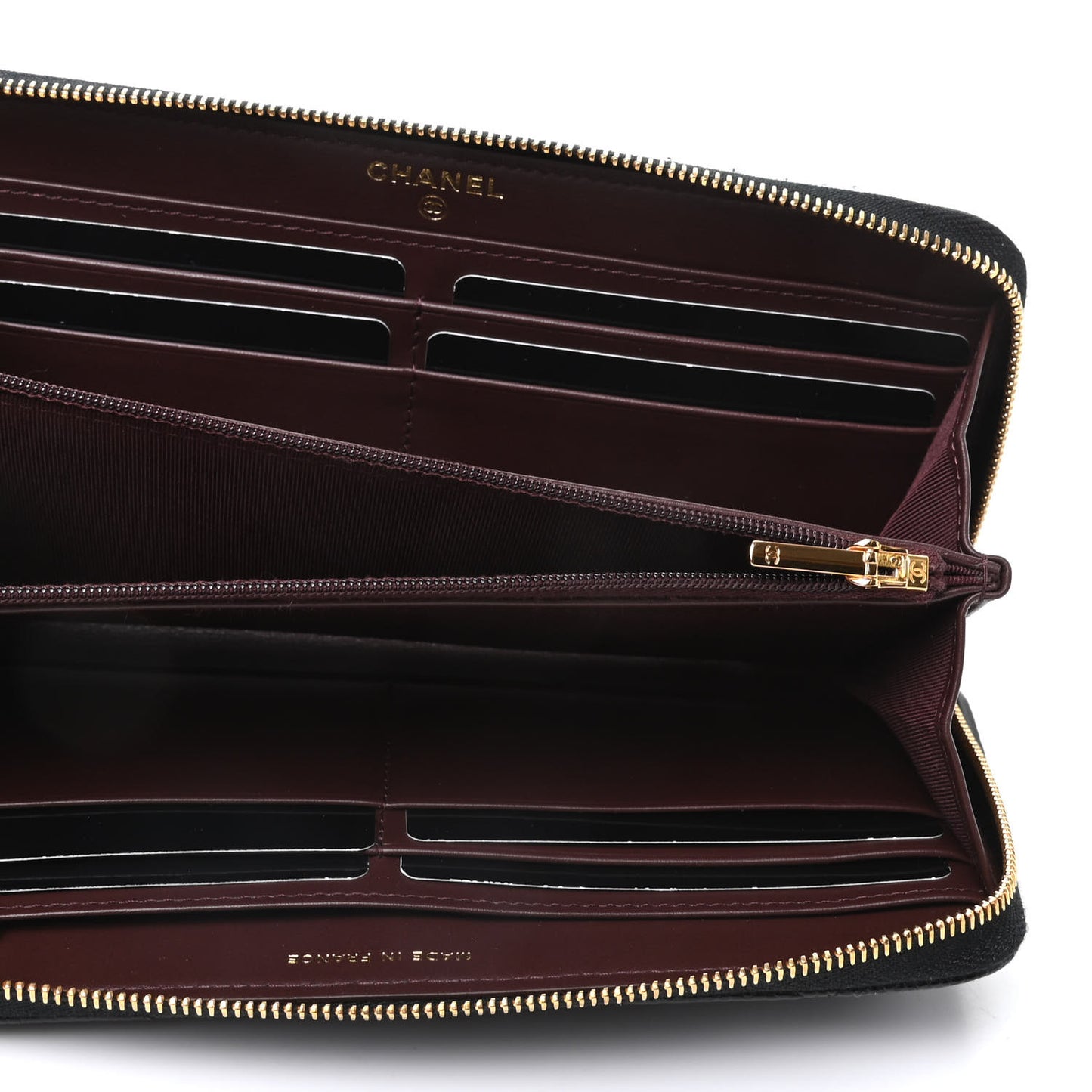 Caviar Quilted Large Gusset Zip Around Wallet Black