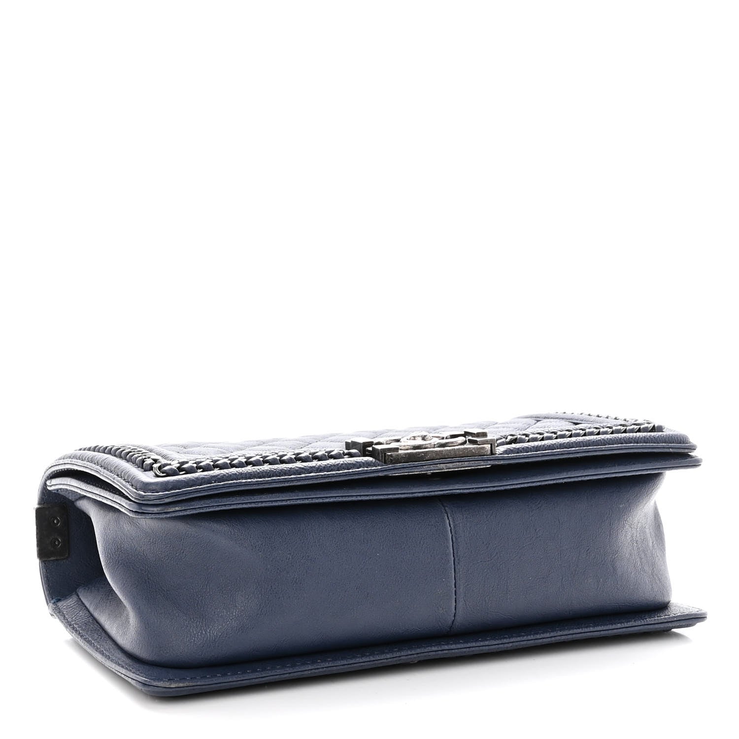 Chanel Calfskin Quilted Medium Top Handle Boy Flap Blue 4 of 10