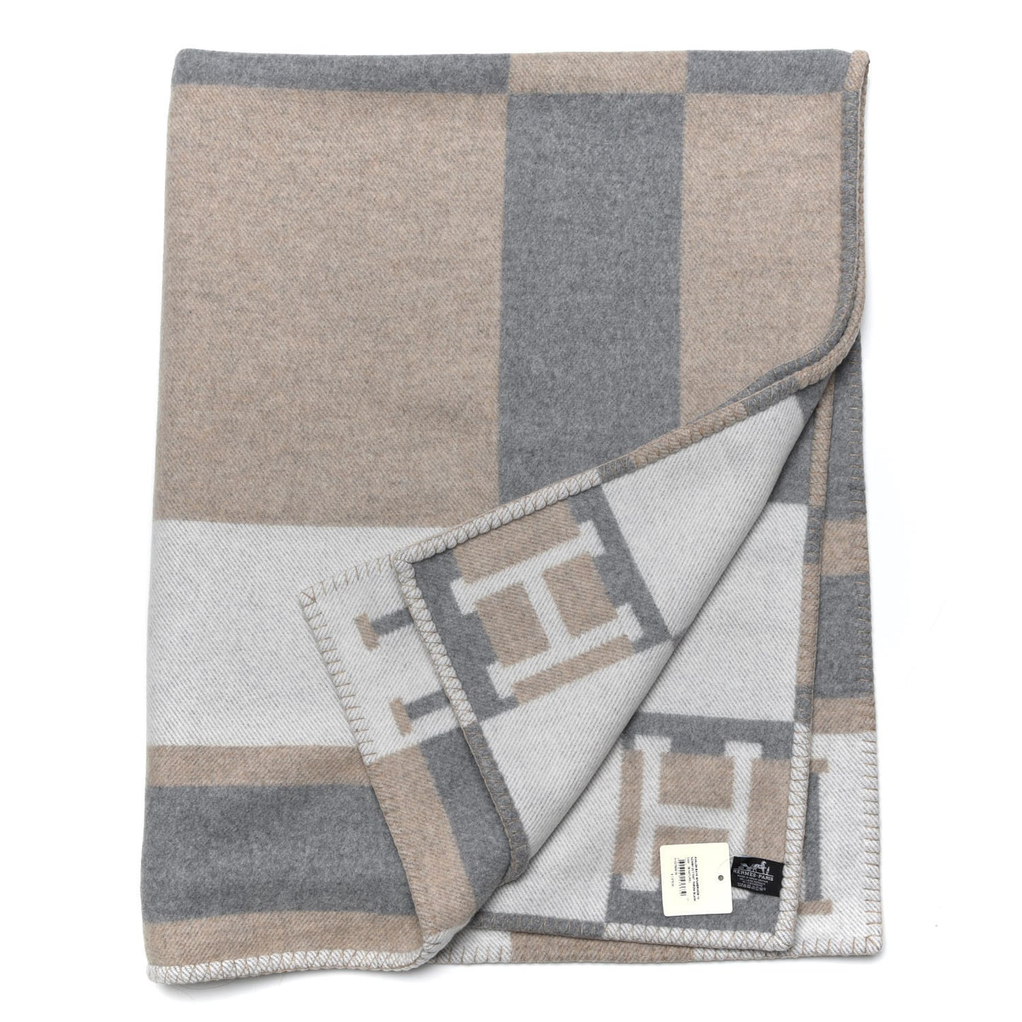 Wool Cashmere Avalon Bayadere Throw Blanket Natural