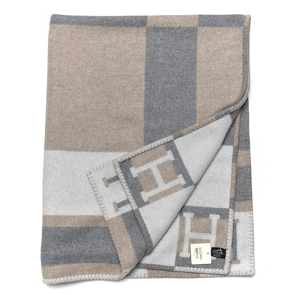 Hermes Wool Cashmere Avalon Bayadere Throw Blanket Natural 3 of 4
