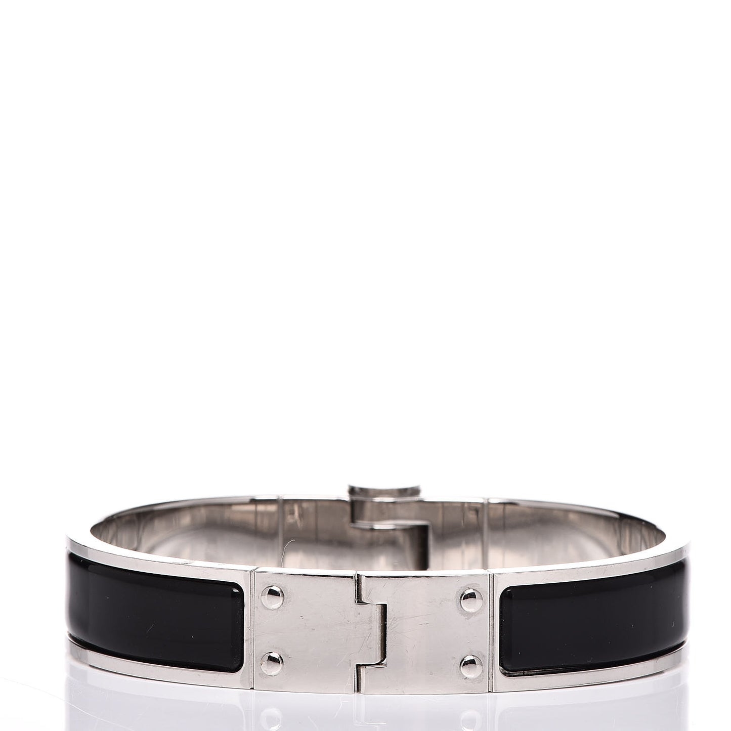 Enamel Charniere Uni Narrow Hinged Bracelet S Black