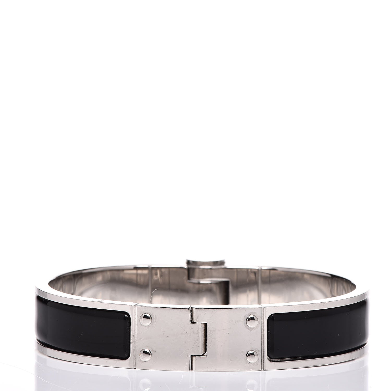 Hermes Enamel Charniere Uni Narrow Hinged Bracelet S Black 3 of 5