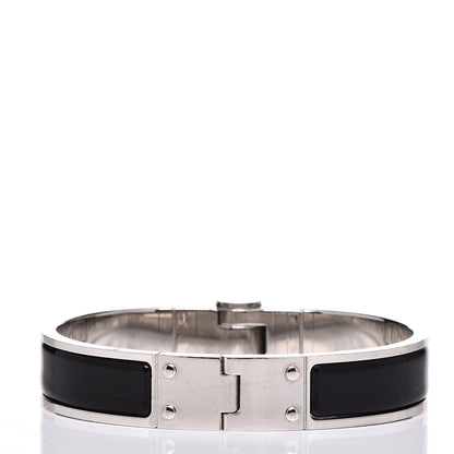 Hermes Enamel Charniere Uni Narrow Hinged Bracelet S Black 3 of 5