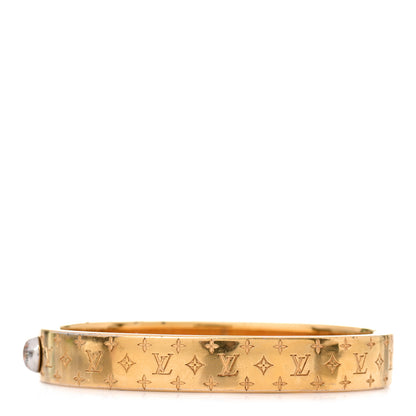 Louis Vuitton Brass Monogram Nanogram Cuff S Gold 1 of 8