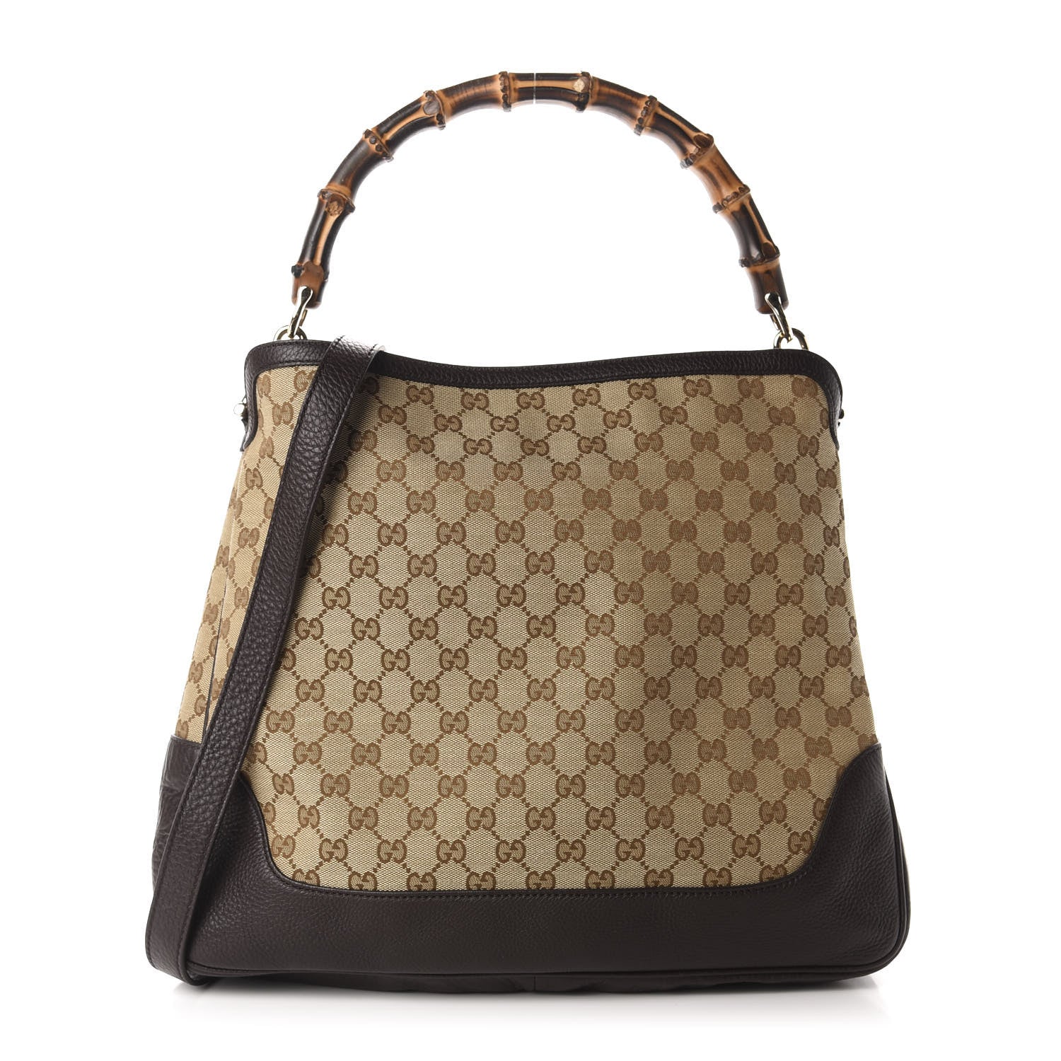 Gucci Monogram Medium Diana Bamboo Shoulder Bag Dark Brown 1 of 9