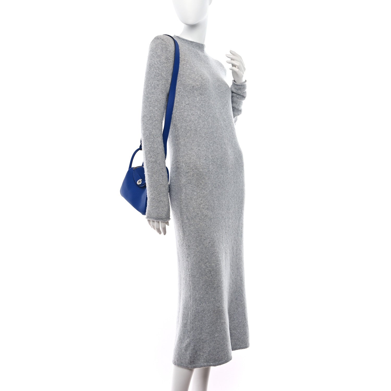 Hermes Taurillon Clemence Mini Lindy 20 Bleu Electrique 2 of 9
