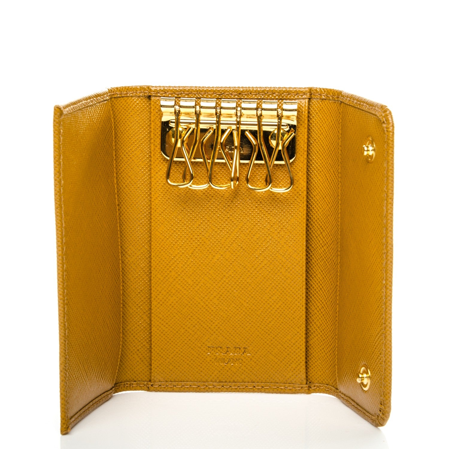 Prada Saffiano Metal 6 Key Holder Ocra 5 of 7