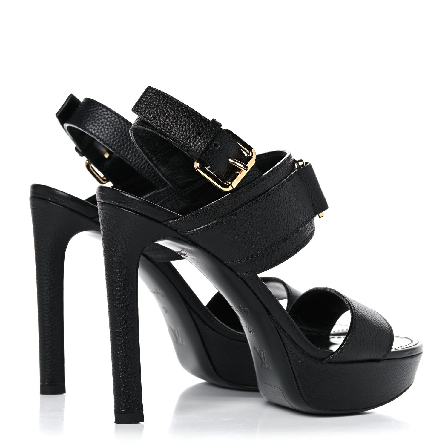 Louis Vuitton Grained Calfskin Horizon Sandals 37 Black 4 of 11