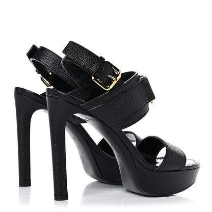 Louis Vuitton Grained Calfskin Horizon Sandals 37 Black 4 of 11