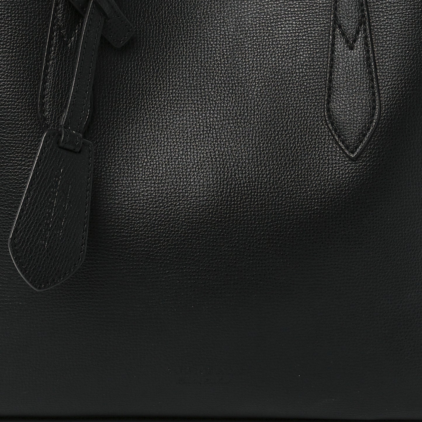 Grainy Calfskin Haymarket Check Small Reversible Tote Black