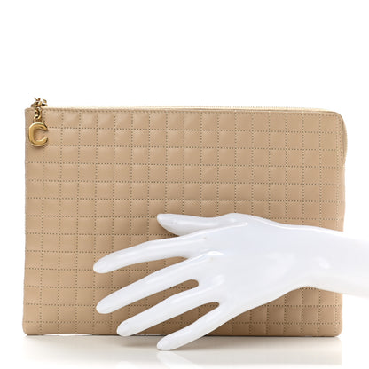 Celine Calfskin Quilted C Charm Pouch Nude 2 of 8