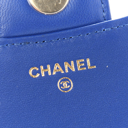 Chanel Lambskin Quilted Top Handle Flap Coin Purse With Chain Blue 6 of 10