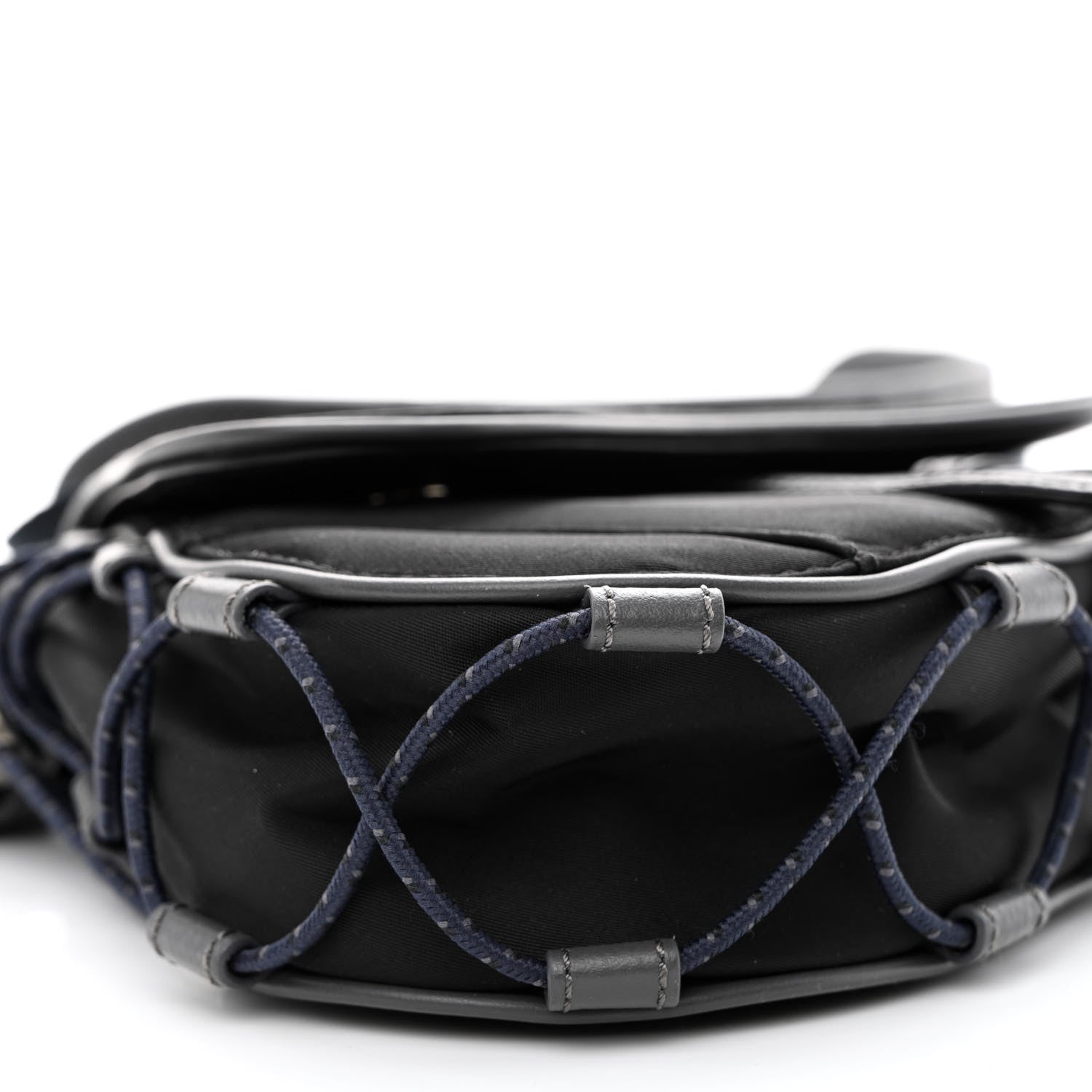 Christian Dior X SACAI Grained Calfskin Technical Fabric Mens Saddle Bag Black 9 of 10