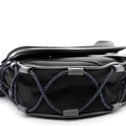 Christian Dior X SACAI Grained Calfskin Technical Fabric Mens Saddle Bag Black 9 of 10