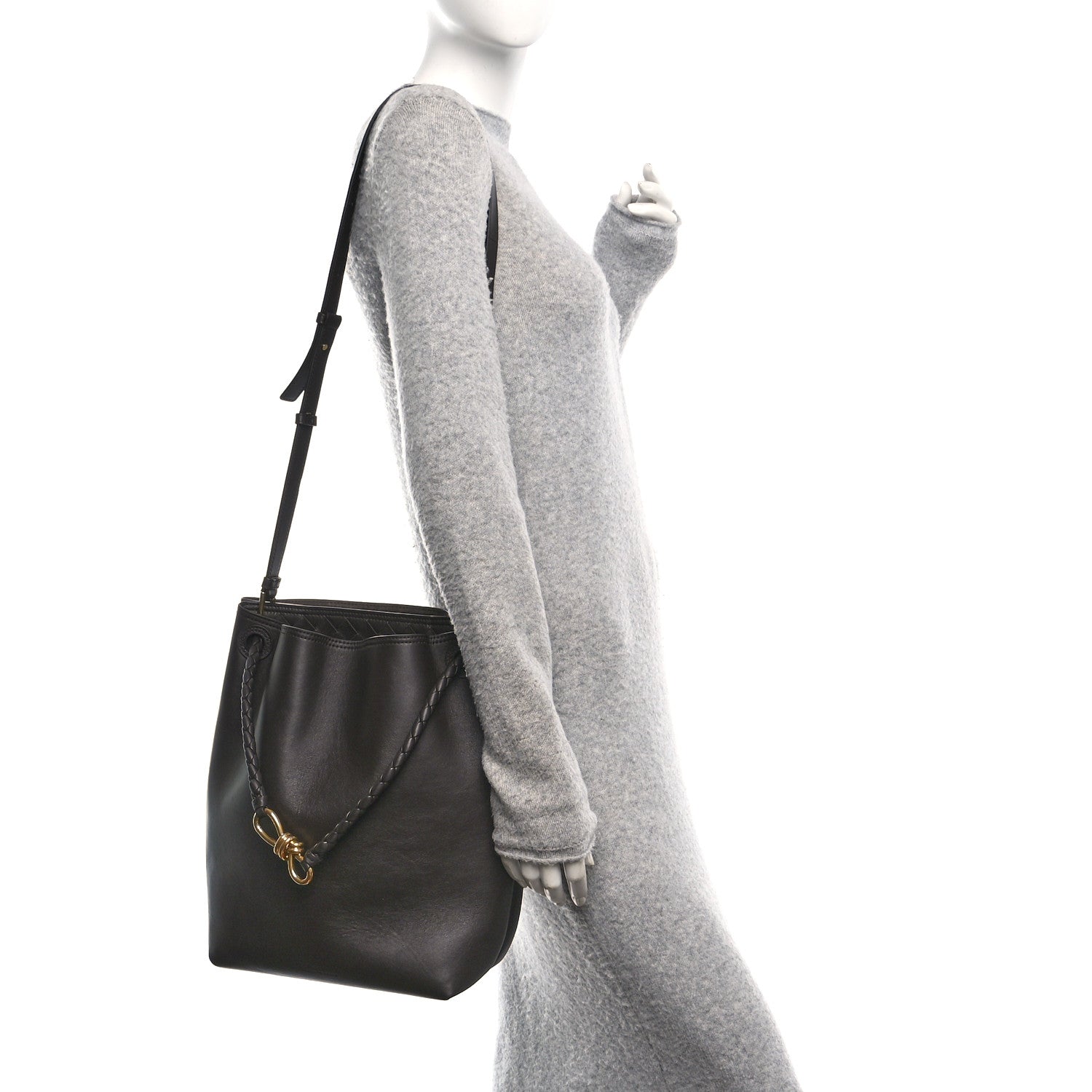 Bottega Veneta Silky Calfskin Vertical Andiamo Bucket Bag Fondant 2 of 10
