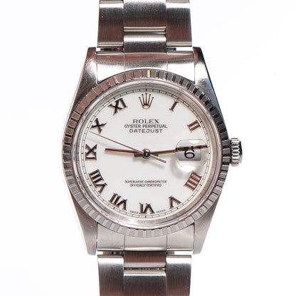 Rolex Stainless Steel 36mm Oyster Perpetual Datejust Watch White Roman 16220 1 of 8