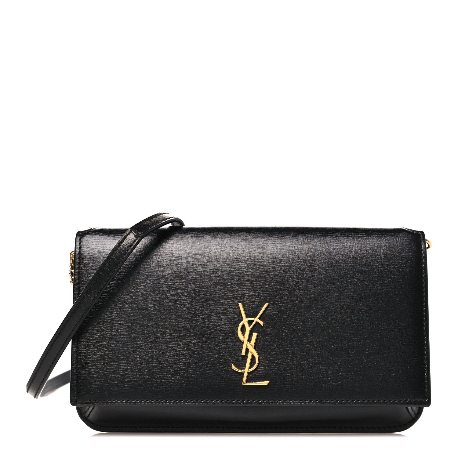 Saint Laurent Smooth Calfskin Monogram Phone Holder Crossbody Black 1 of 12