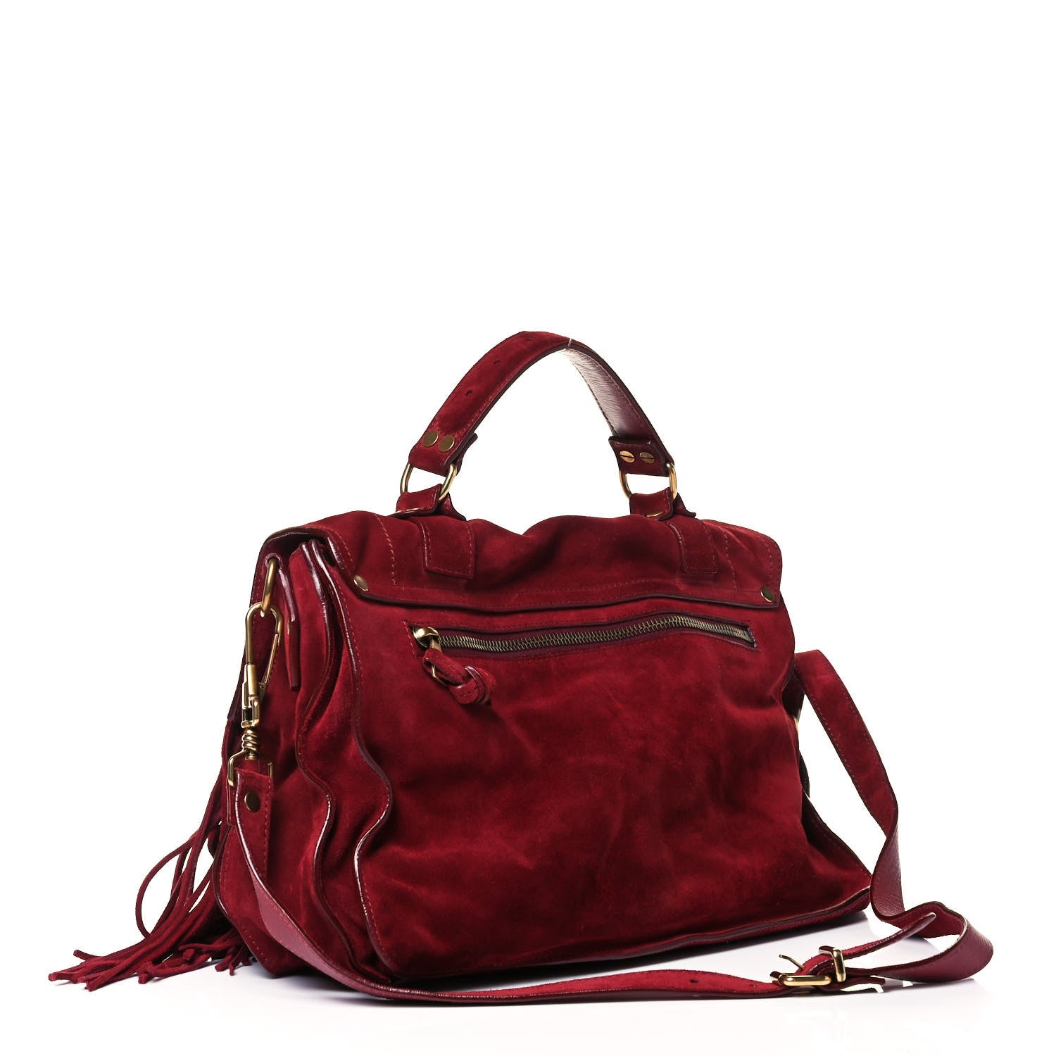 Proenza Schouler Suede Fringe Medium PS1 Satchel Red 2 of 7