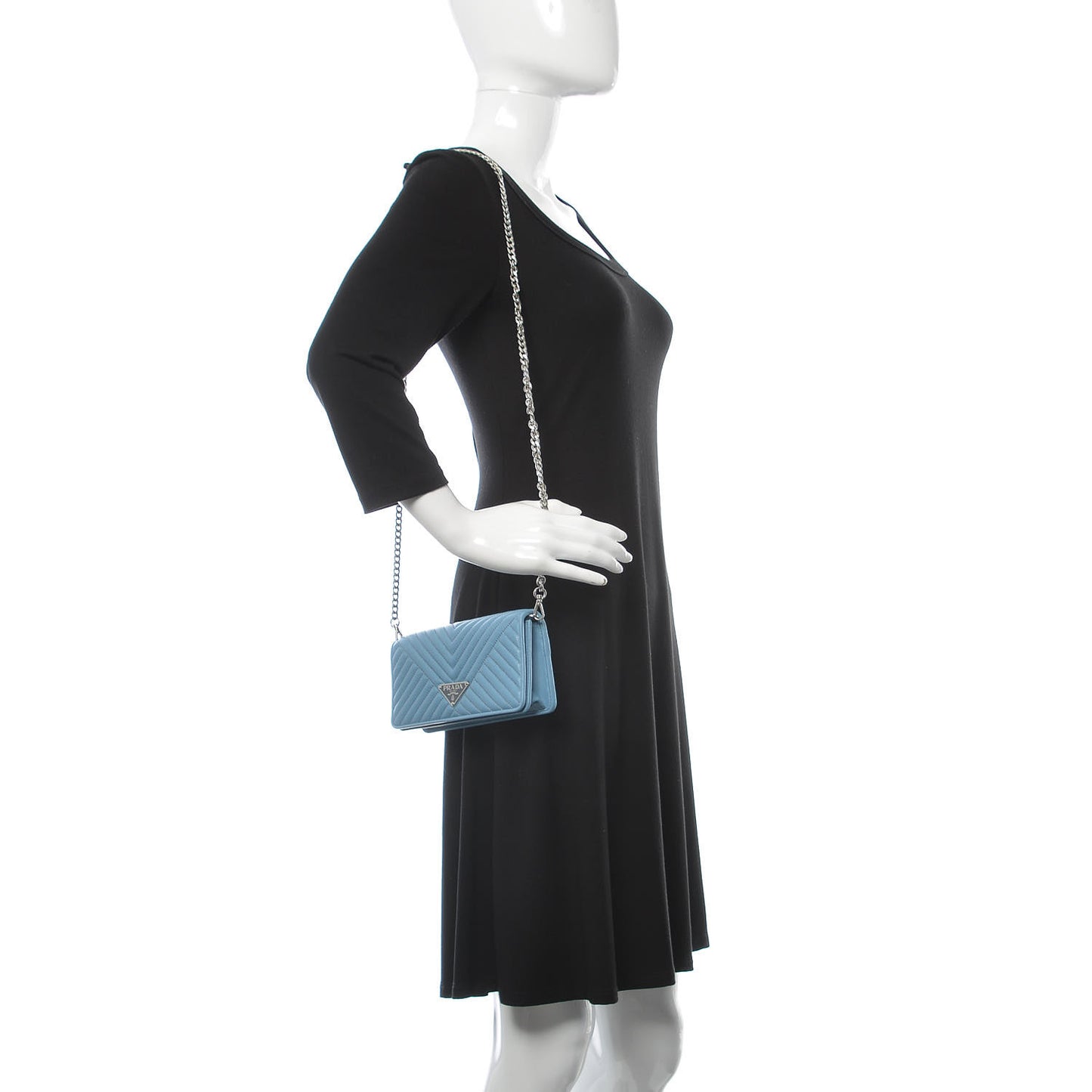 Nappa Mini Impunture Bandoliera Chain Crossbody Bag Astrale