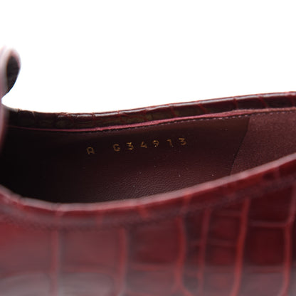 Chanel Crocodile Embossed Calfskin CC Chain Mocassin Loafers 39 Burgundy Black 10 of 11