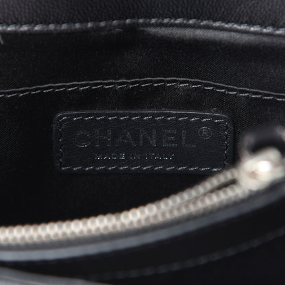 Chanel Lambskin Quilted Mini Graphic Flap Bag Black White 5 of 9