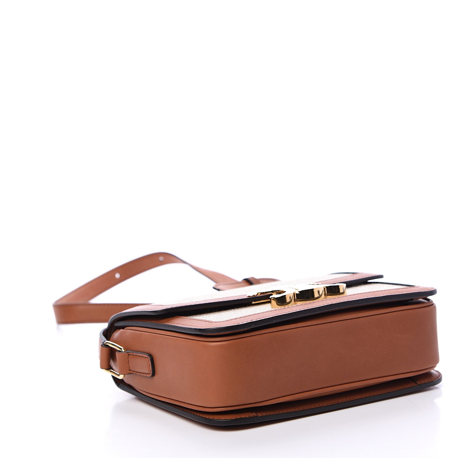 Celine Textile Natural Calfskin Teen Triomphe White Tan 3 of 10