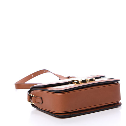 Celine Textile Natural Calfskin Teen Triomphe White Tan 3 of 10