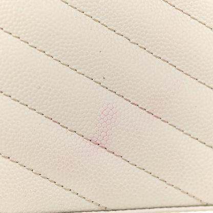 Saint Laurent Grain De Poudre Matelasse Chevron Monogram Chain Wallet Icy White 14 of 19