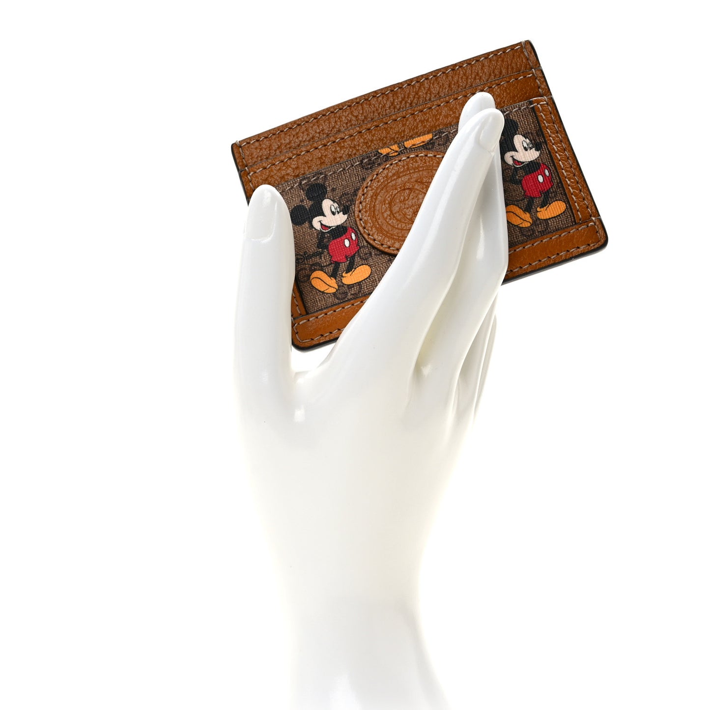 X DISNEY Mini Vintage GG Supreme Monogram Mickey Mouse Card Holder Beige Vintage Sun Oil