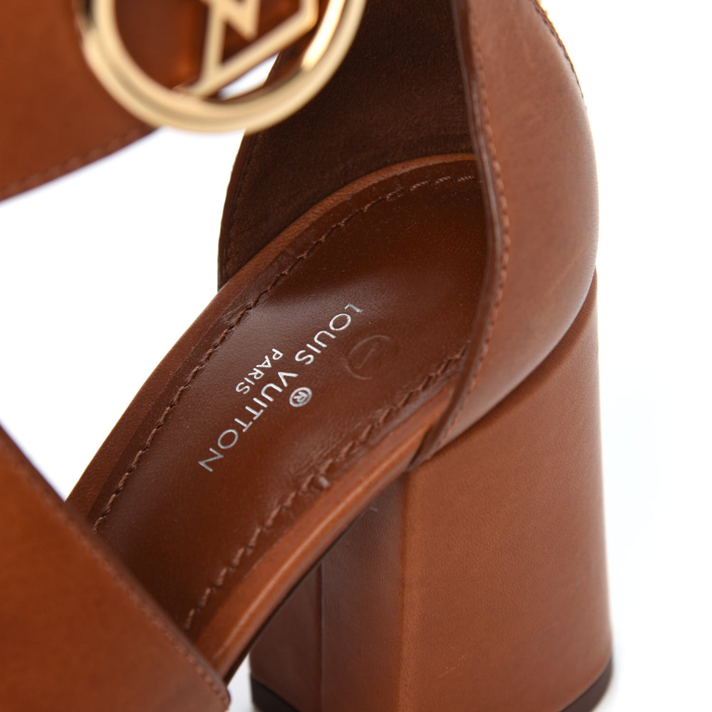 Calfskin Monogram Horizon Sandals 37 Cognac Brown