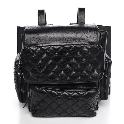 Chanel Aged Calfskin Quilted Large Casual Rock Backpack Black 14 of 14