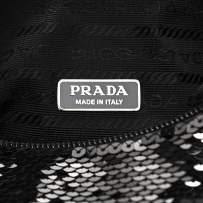 Prada Paillettes Sequin Mini Re-Edition 2000 Bag Black White 6 of 11
