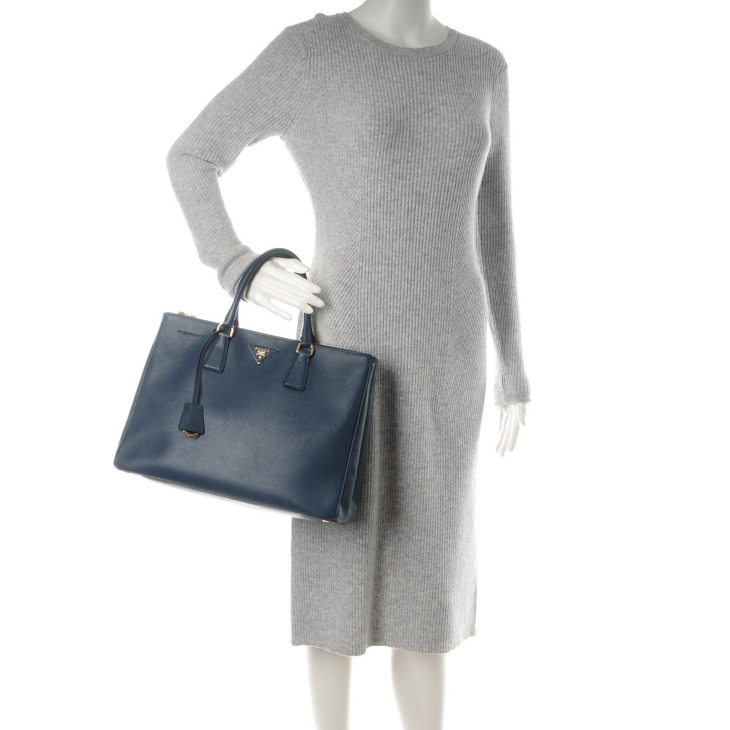 Prada Saffiano Large Galleria Double Zip Tote Bluette 2 of 11