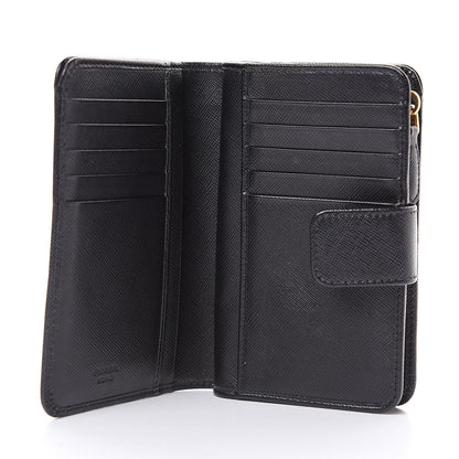 Prada Saffiano Metal Compact Wallet Black 5 of 8