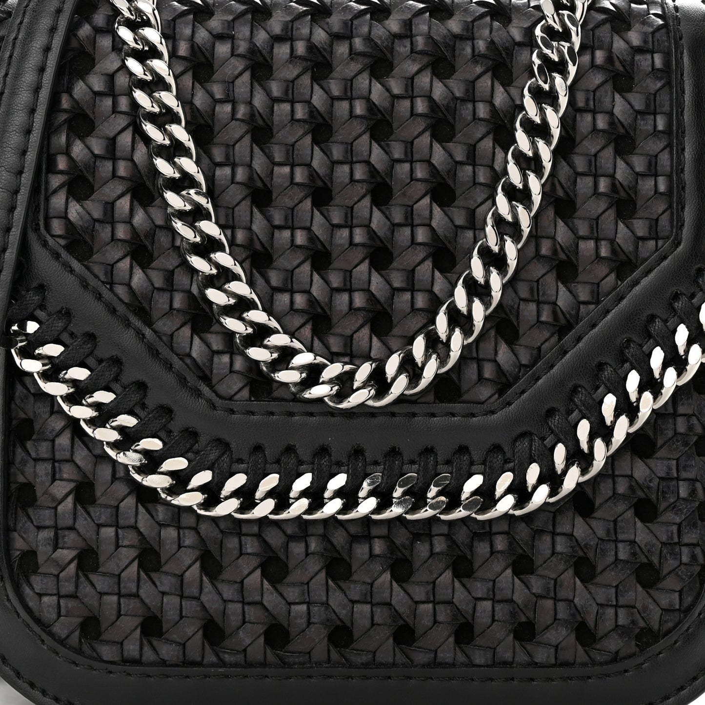 Eco Alter Nappa Woven Mini Falabella Box Shoulder Bag Black